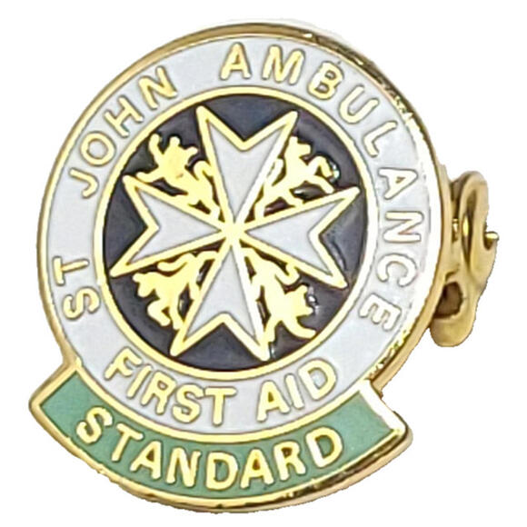Other - St John Ambulance Lapel Pin First Aid Standard Enamel Green White Gold Black